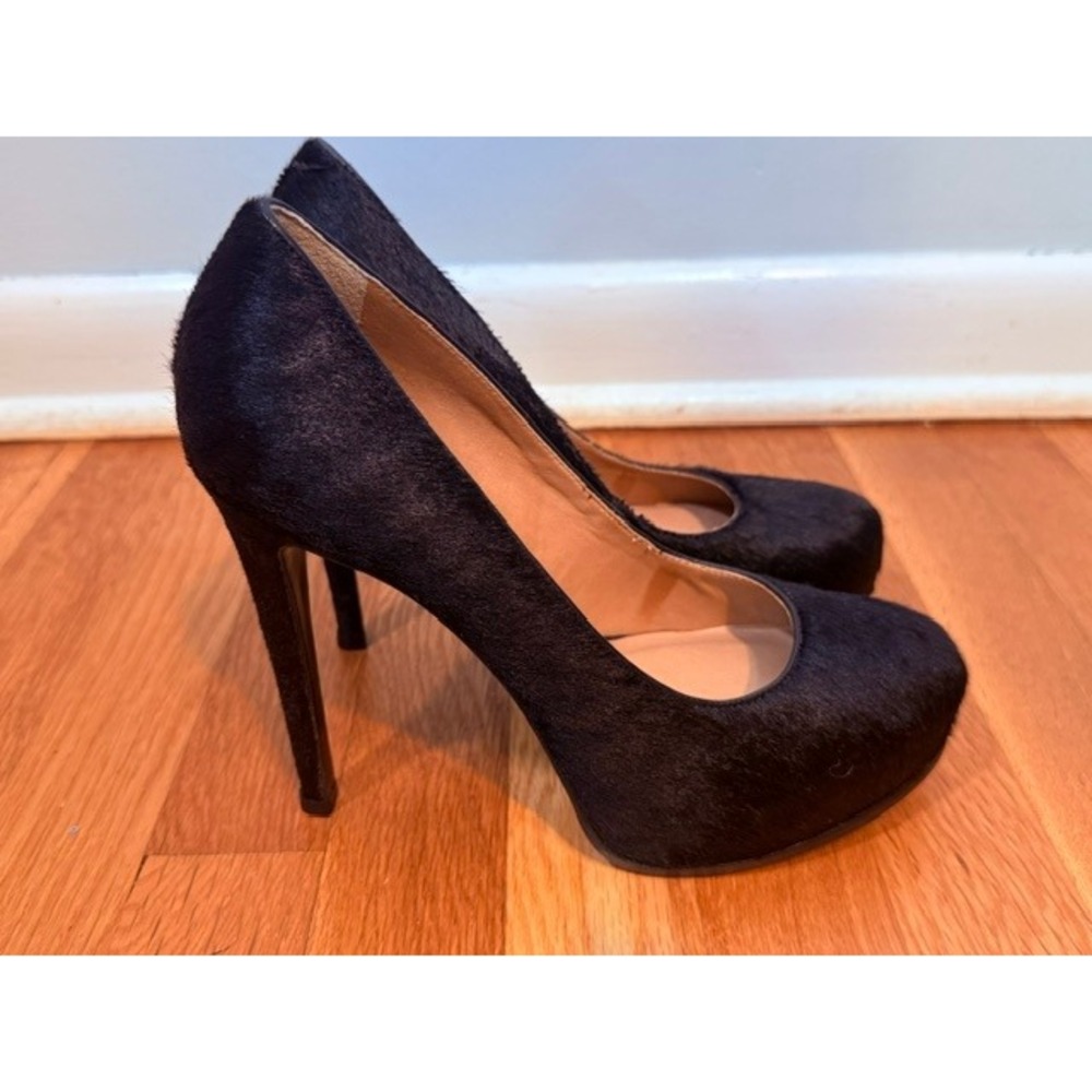Pour La Victoire Black Calf Hair Platform Stiletto Pump Size 9 Vero Cuoio